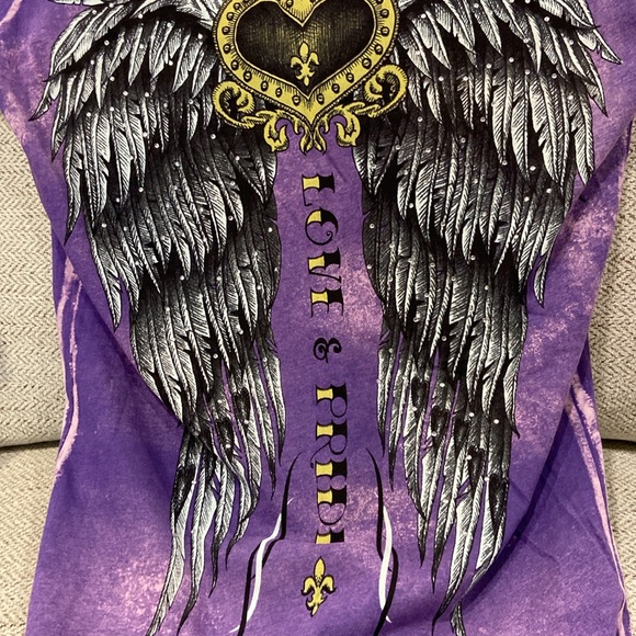 Womens sinful by affliction purple v-neck tee size Medium NWT! - Picture 7 of 10